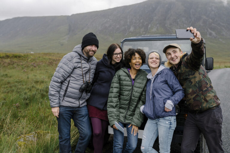 group-of-friends-taking-a-selfie-at-glen-etive-scotland